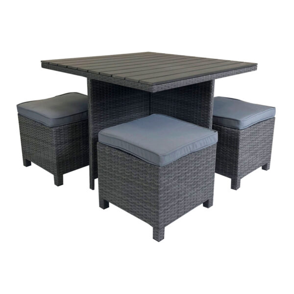 Charles Bentley Rattan Polywood Cube Dining Set Grey