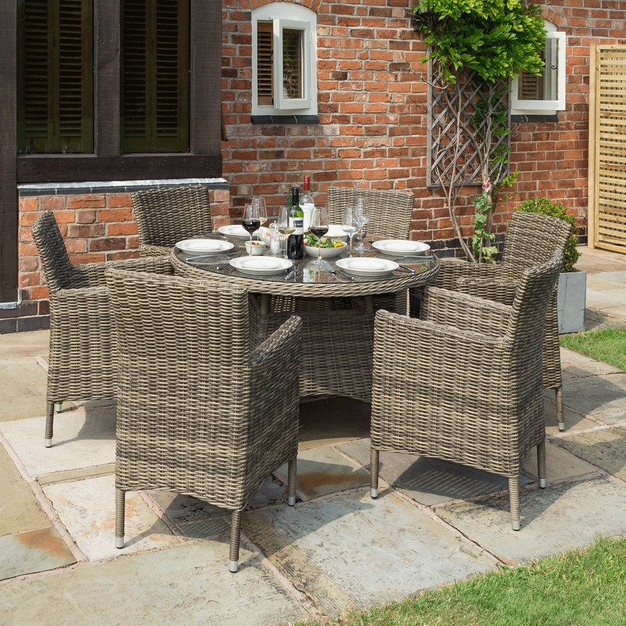 Rowlinson Richmond Dining Set Richmond 6 Seater Rattan Round Garden