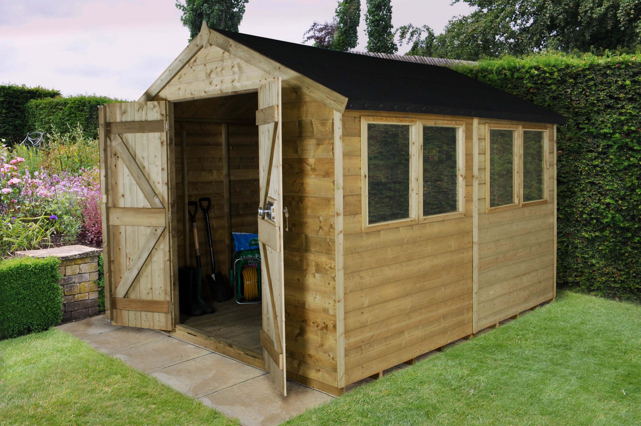 Forest Garden Apex Tongue &amp; Groove Pressure Treated Double ...