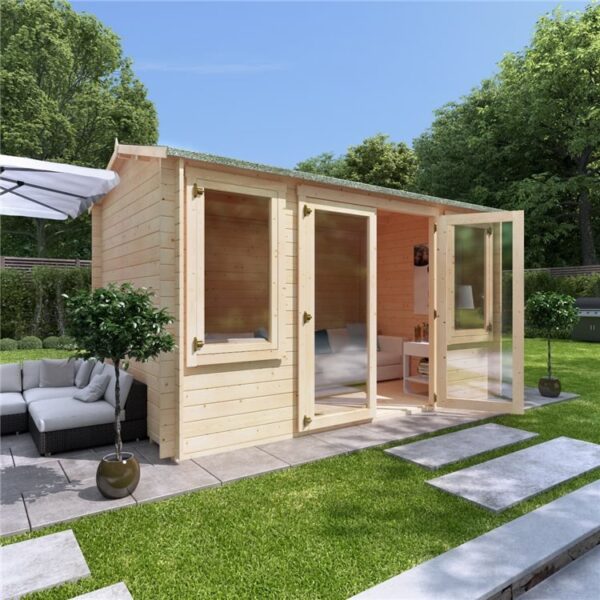 4 x 2.5 Log Cabin - BillyOh Dorset Log Cabin - 28mm Thickness Wooden Log Cabin - 4m x 2.5m Reverse Apex Cabin