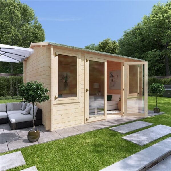 4 x 3 Log Cabin - BillyOh Dorset Log Cabin - 44mm Thickness Wooden Log Cabin - 4m x 3m Reverse Apex Cabin