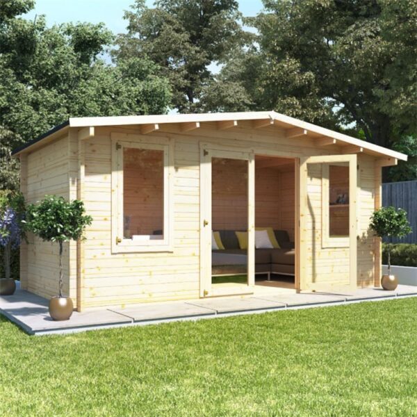 5 x 3 Pressure Treated Log Cabin - BillyOh Winchester Log Cabin - 28mm Thickness Wooden Log Cabin - 5m x 3m Traditional Alpine Style Cabin