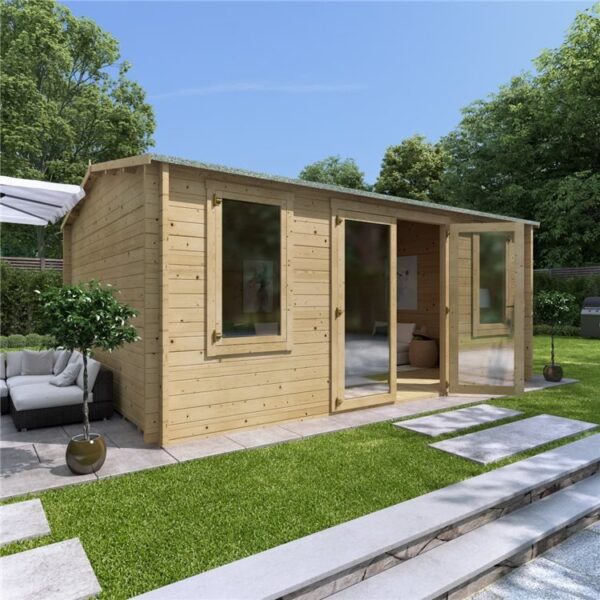 5 x 4 Pressure Treated Log Cabin - BillyOh Dorset Log Cabin - 44mm Thickness Wooden Log Cabin - 5m x 4m Reverse Apex Cabin