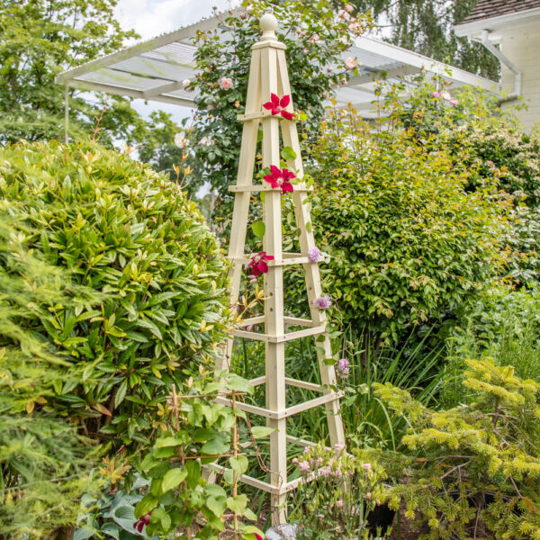 195cm Premium Cream Wooden Obelisk Plant Support by Lacewing™