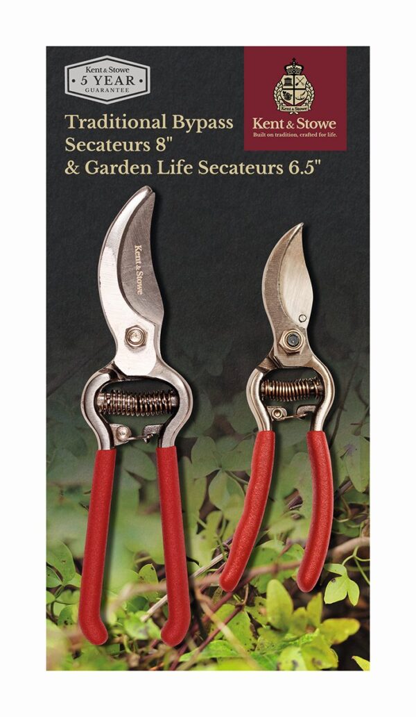 27cm Traditional Bypass and Garden Life Secateurs by Kent & Stowe