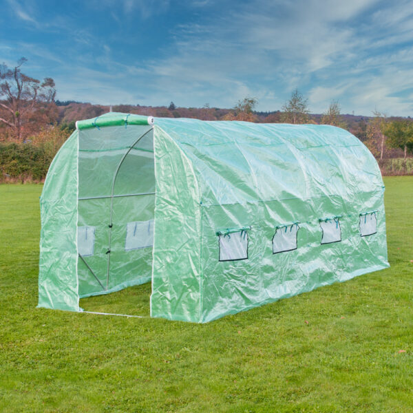 5m x 2m (16ft 5in x 6ft 7in) Premium Polytunnel Galvanised Frame by New Leaf™