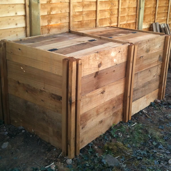 800 Blackdown Range Double Standard Wooden Composter with Lids