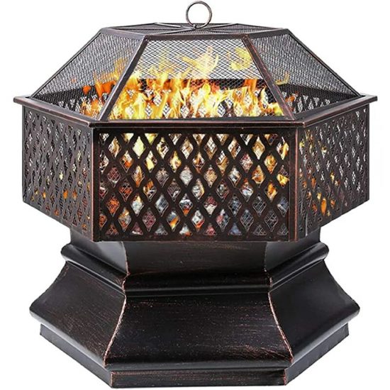 Bamny Fire Bowl, Hexagonal Fire Pit, Garden, Fire Basket ...