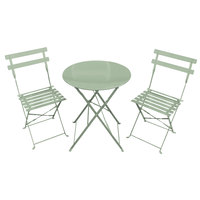 Charles Bentley 3 Piece Metal Bistro Set Garden Patio Table 2 Chairs - 6 Colours Green