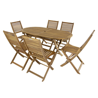 Charles Bentley FSC Acacia Wooden Furniture Patio Oval Table & 6 Chairs (7 Piece Set)