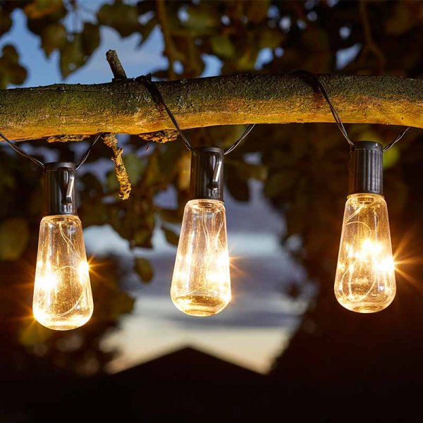 Smart Garden Eureka! Vintage Lightbulb Solar String Lights-10 Bulbs