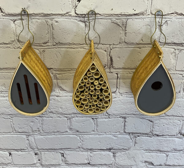 Factory Second - Hanging Teardrop Bird Nest Box, Insect Hotel & Butterfly House Set