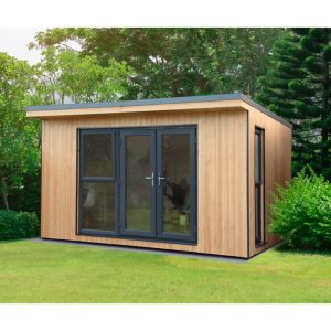 Forest Garden Xtend+ 13X11 Pent Tongue & Groove Garden Office - Assembly Service Included Natural Timber