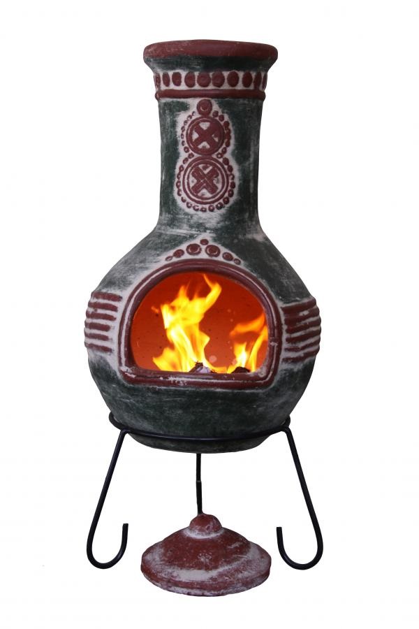 Azteca XL Mexican Chimenea in Green and Red