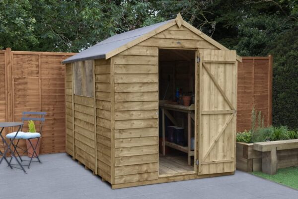 Forest Garden 8x6 Overlap Pressure Treated Apex Wooden Garden Shed (Installation Included)