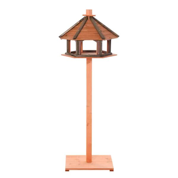Pawhut Wooden Bird Feeder Bird Table With Water-resistant Roof For Outside Use - Brown