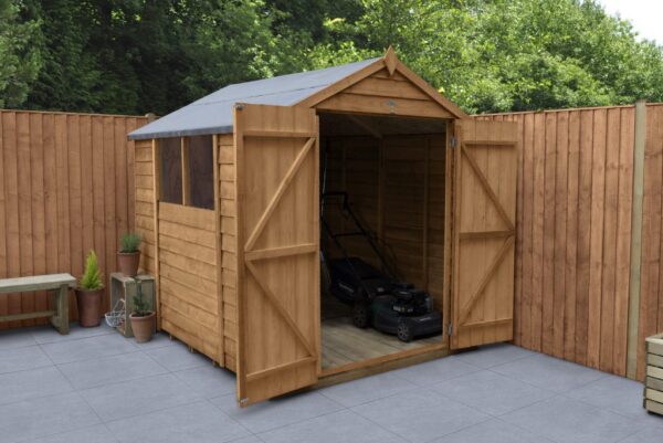 Forest Garden Apex Overlap Dipped 8x6 Wooden Garden Shed With Double Door