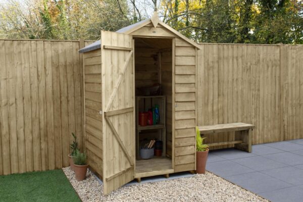 Forest Garden Apex Overlap Pressure Treated 4x3 Wooden Garden Shed (No Window / Installation Included)
