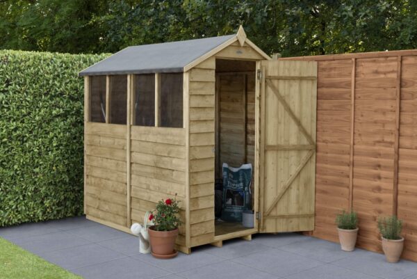 Forest Garden Apex Overlap Pressure Treated 6x4 Wooden Garden Shed (Installation Included)