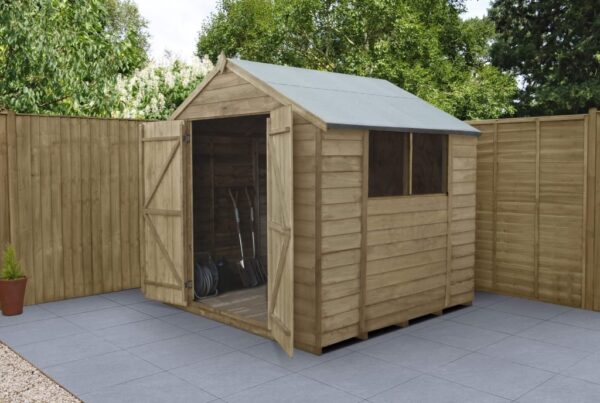 Forest Garden Apex Overlap Pressure Treated 7x7 Wooden Garden Shed with Double Door (Installation Included)