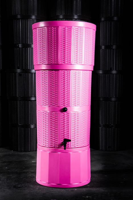 150L Rattan Wicker Effect Polybutt Water Butt - Pink