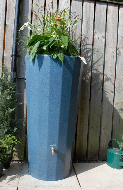 255L Metropolitan Water Butt with Planter in Blue Marble