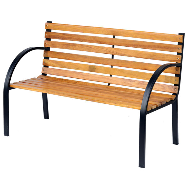 Outsunny 2 Seater Metal/Wooden Slatted Garden Bench