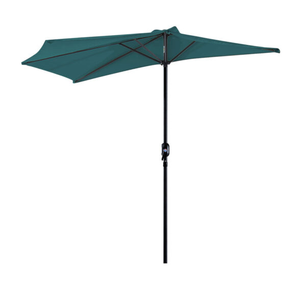 Outsunny 3m Metal Frame Garden Furniture Parasol Half Round Umbrella - Green