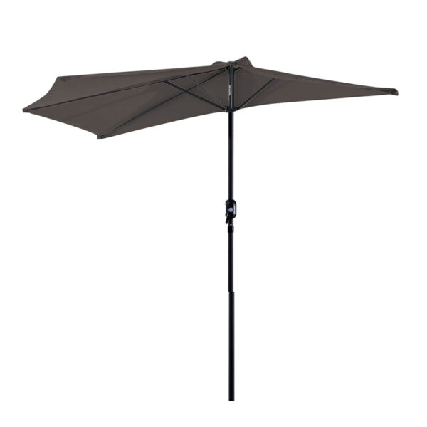 Outsunny 3m Metal Frame Garden Furniture Parasol Half Round Umbrella - Grey