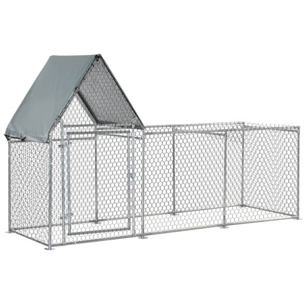 Pawhut Walk In Large 3M Galvanized Chicken Coop And Run W/ Cover
