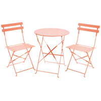 Charles Bentley 3 Piece Metal Bistro Set Garden Patio Table 2 Chairs - 6 Colours Orange