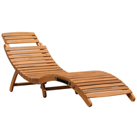 Charles Bentley FSC Acacia Wooden Curved Folding Sun Lounger