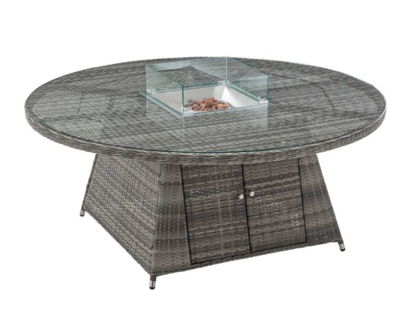 Large Circular Dining Table with Fire Pit in Grey