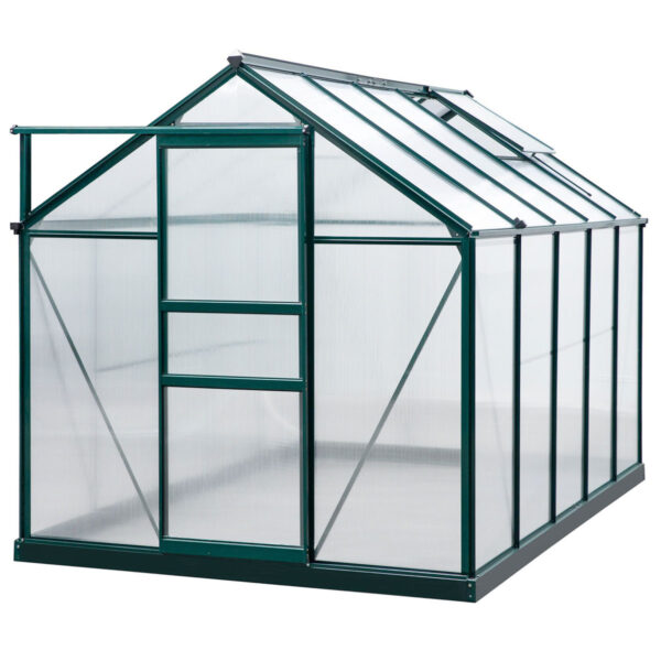 Outsunny 6x10Ft Walk-in Polycarbonate Greenhouse Plant Grow Galvanized Aluminium