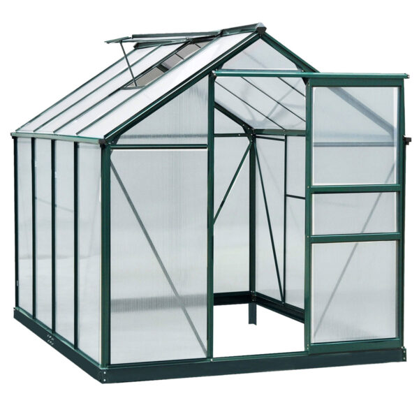 Outsunny 6x8Ft Walk-in Polycarbonate Greenhouse Plant Grow Galvanized Aluminium
