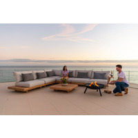 Alexander Rose Outdoor Sorrento Teak Lounge Set with Cushions and Coffee Table, Agora Bruma Nuez