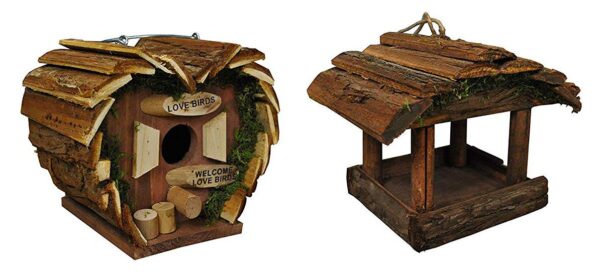Hanging Wooden Bird Table & Love Bird Nest Box Set - Promotional Offer