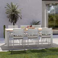 Kettler Elba White Teak and Aluminium 6 Seat Rectangular Dining Set 2.2m x 1m