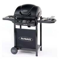 Outback Omega 250 Gas Barbecue with Side Burner - Black with FREE Propane Regulator