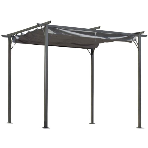 Outsunny 3X3M Outdoor Pergola Metal Gazebo Porch Awning Retractable Canopy - Grey