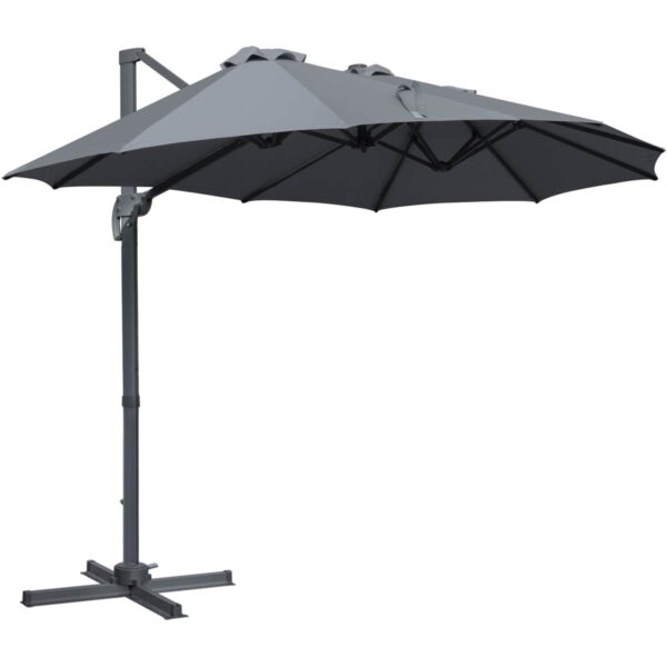 Outsunny 4.5M Double Garden Parasol Garden Umbrella With Crank Handle - Grey