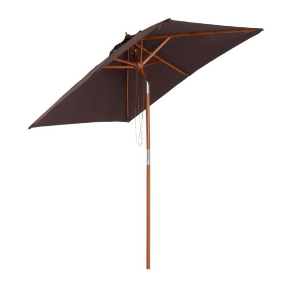 Outsunny Wooden Patio Umbrella Market Parasol Outdoor Sunshade - Coffee Brown