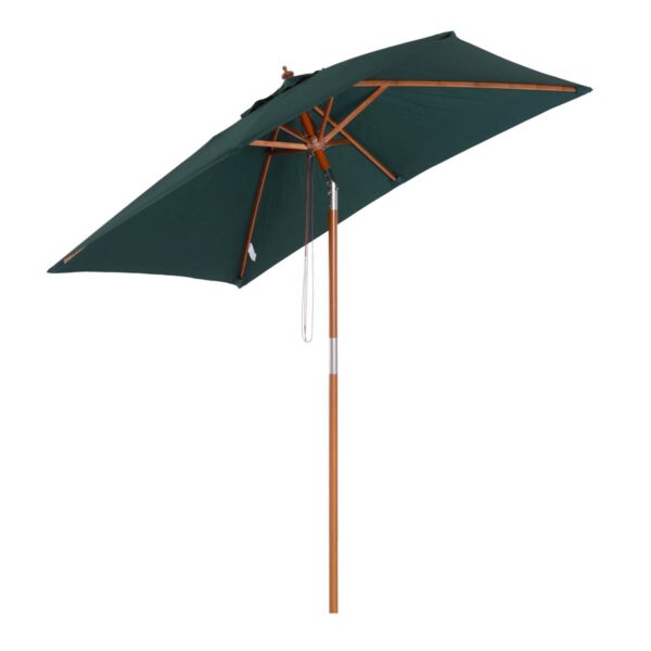 Outsunny Wooden Patio Umbrella Market Parasol Outdoor Sunshade - Green