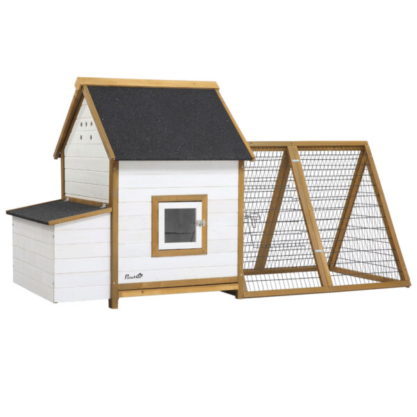 Pawhut Chicken Coop Hen House With Outdoor Run Nesting Box Removable Tray Window