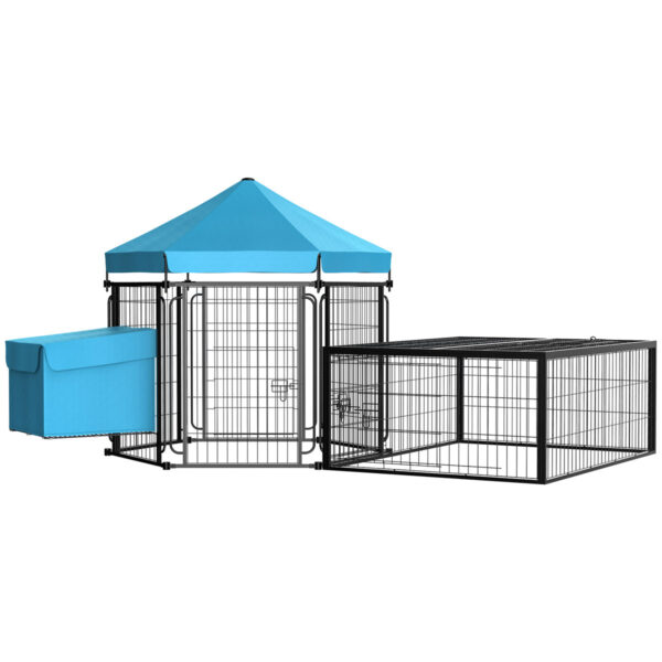 Pawhut Steel Chicken Coop Hexagonal Hen House With Water-resistant Canopy - Blue