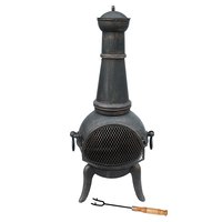 Bentley 124cm Extra-Large Open Bowl Mesh Cast Iron and Steel Chiminea Patio Heater Black