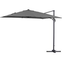 Bracken Outdoors Grey Napoli Deluxe 3m x 3m Square Cantilever Garden Parasol With LED Lights, Parasol Only