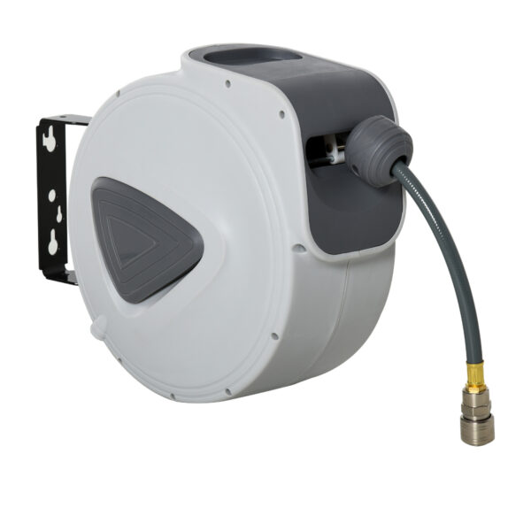 DURHAND Retractable Air Hose Reel Auto Self-Winding Wall Mounted 1/4" 15m+140cm