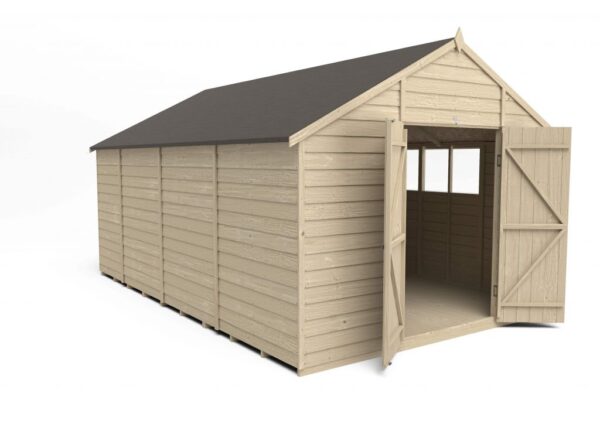 Forest Garden Apex Overlap Pressure Treated 10x15 Wooden Garden Shed with Double Door (Installation Included)