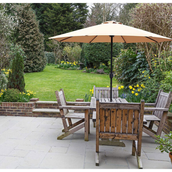 Glamhaus Garden Table Parasol With Crank Handle For Outdoors - Sand
